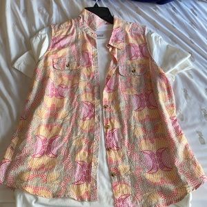 Croft & Barrow Button Down Vest Red/Tan